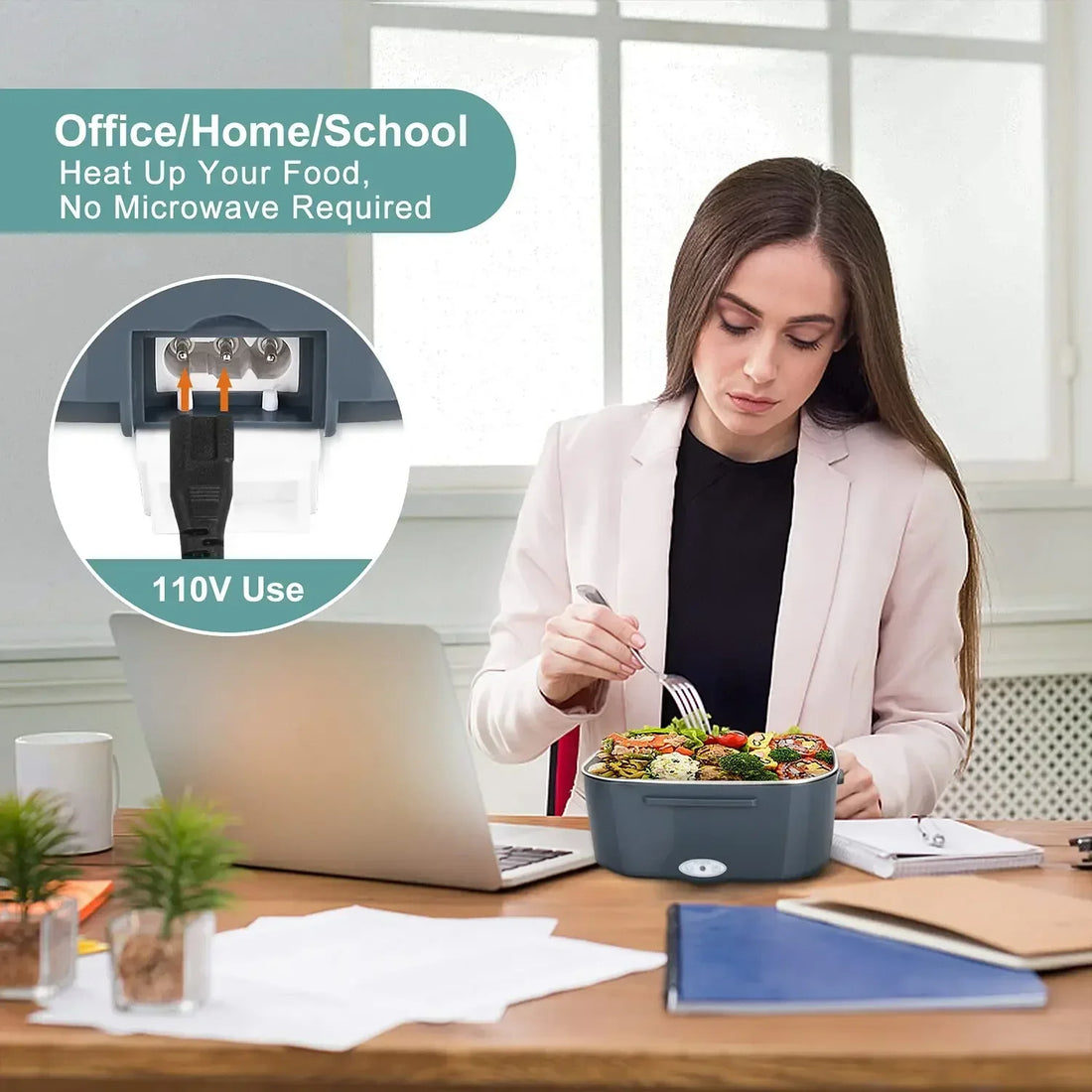 Portable Electric Heating Lunch Box – Fast Food Warmer for Home, Office & Travel
