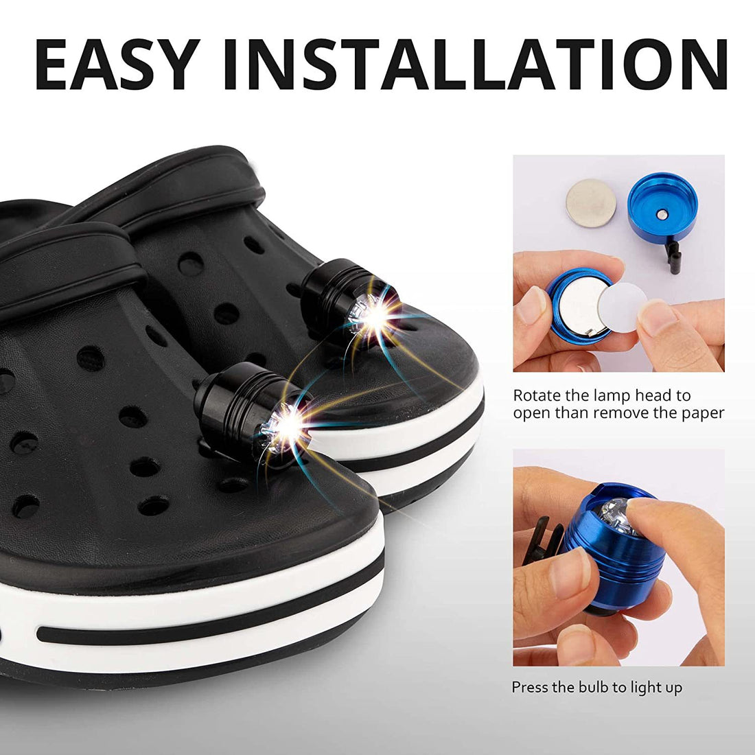 2x LED Lights for Crocs – Clip-On Waterproof Shoe Lights