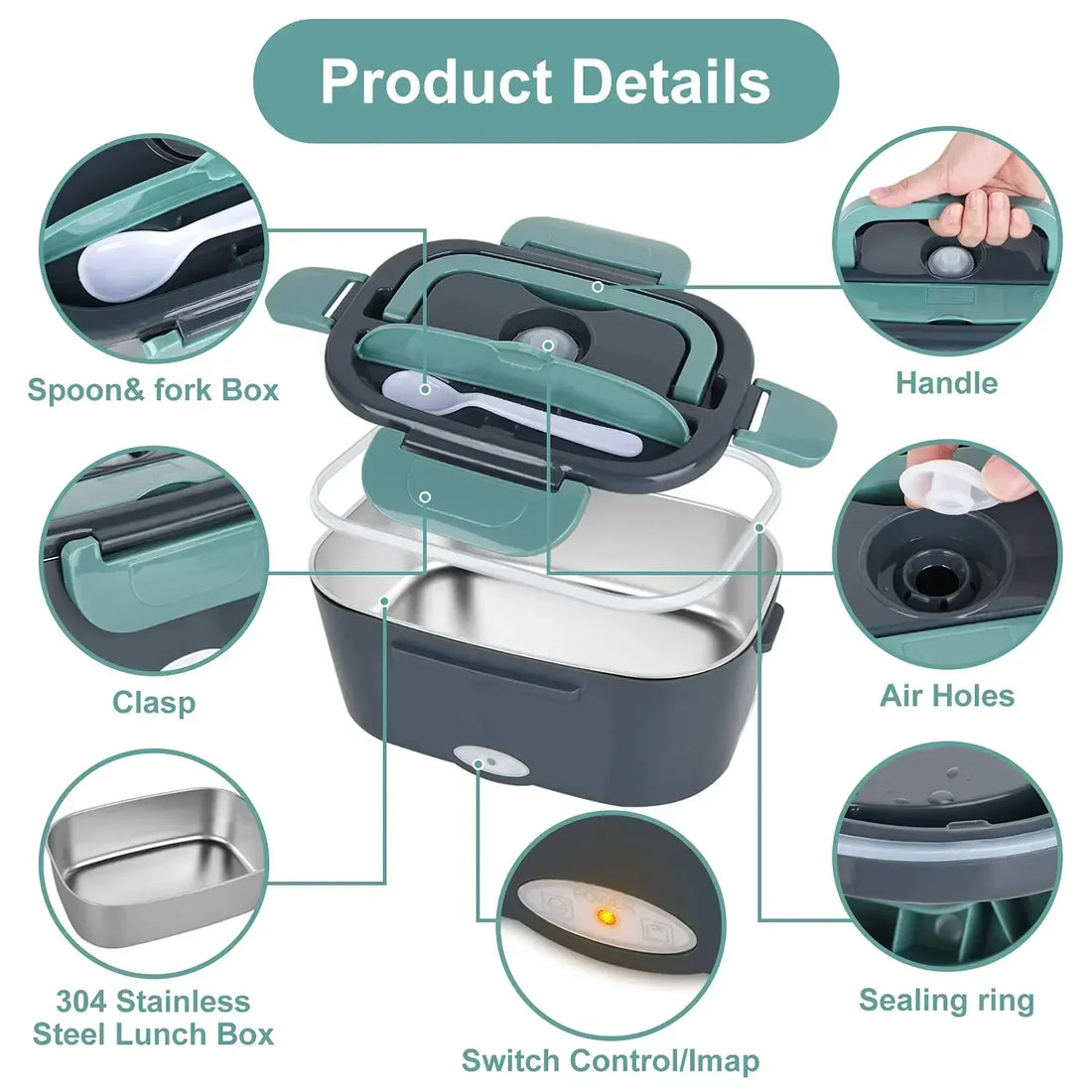 Portable Electric Heating Lunch Box – Fast Food Warmer for Home, Office & Travel